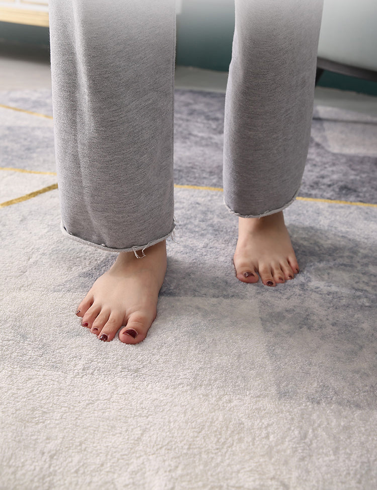 Beige Modern Area Rug Polyester Geometric Print Rug Anti-Slip Washable Rug for Living Room