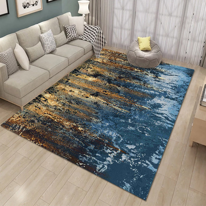 Contemporary Polyester Carpet Abstract Pattern Rug Stain Resistant Area Rug for Living Room