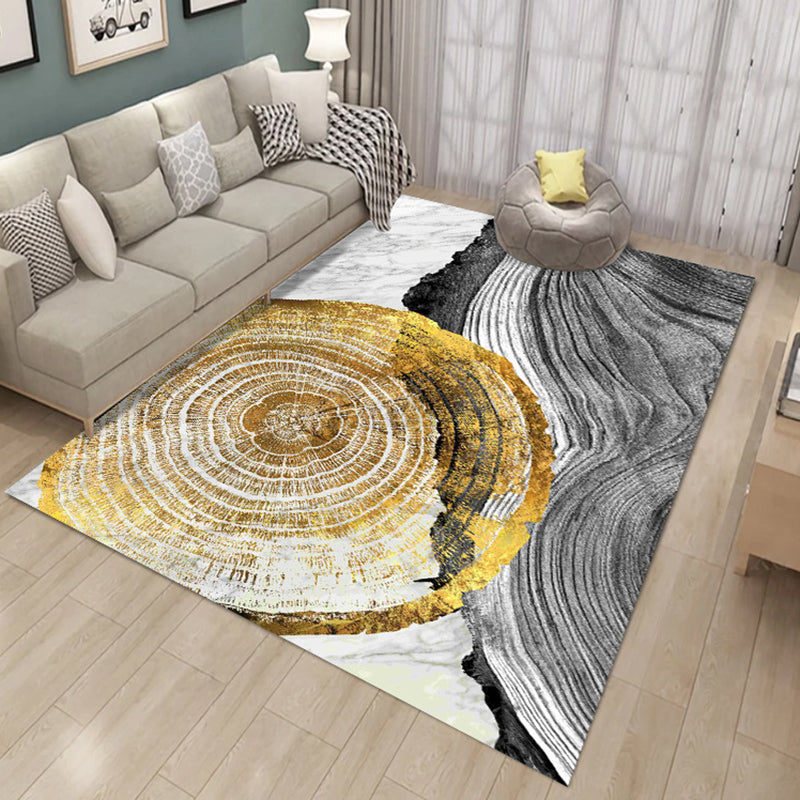 Contemporary Polyester Carpet Abstract Pattern Rug Stain Resistant Area Rug for Living Room