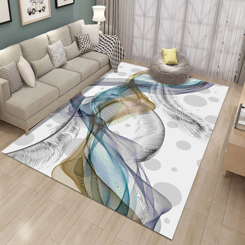 Contemporary Polyester Carpet Abstract Pattern Rug Stain Resistant Area Rug for Living Room