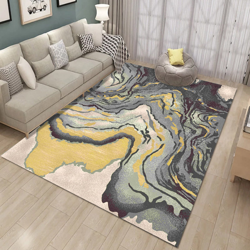 Bold Modern Carpet Abstract Print Area Rug Non-Slip Polyster Rug for Home Decoration
