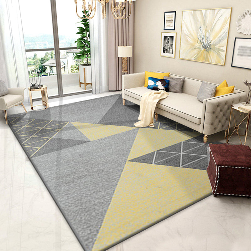 Blue Modern Carpet Geometric Pattern Polyester Area Rug Stain Resistant Rug for Living Room