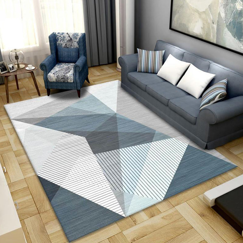 Casual Geometric Area Rug Polyester Carpet Washable Anti-Slip Backing Indoor Rug for Living Room