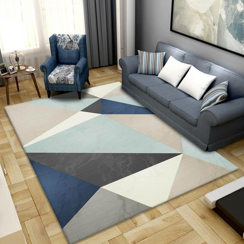 Casual Geometric Area Rug Polyester Carpet Washable Anti-Slip Backing Indoor Rug for Living Room