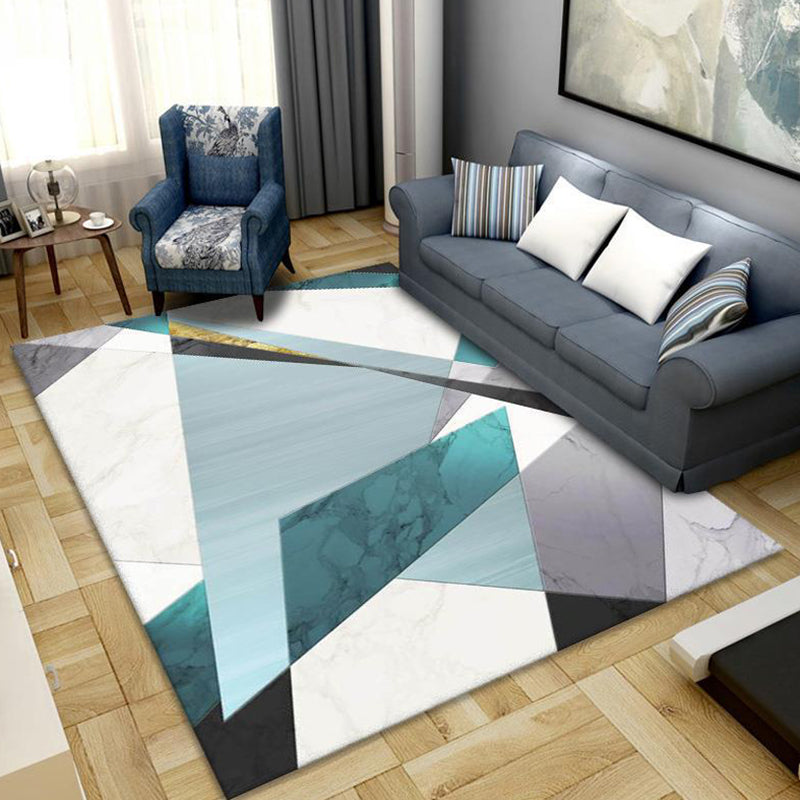 Casual Geometric Area Rug Polyester Carpet Washable Anti-Slip Backing Indoor Rug for Living Room