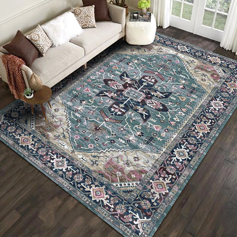 Nostalgia Floral Pattern Rug Polyester Indoor Rug Pet Friendly Area Carpet for Home Decoration