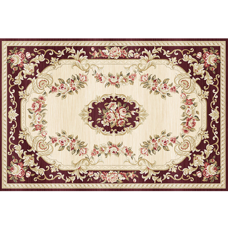 Nostalgia Floral Pattern Rug Polyester Indoor Rug Pet Friendly Area Carpet for Home Decoration