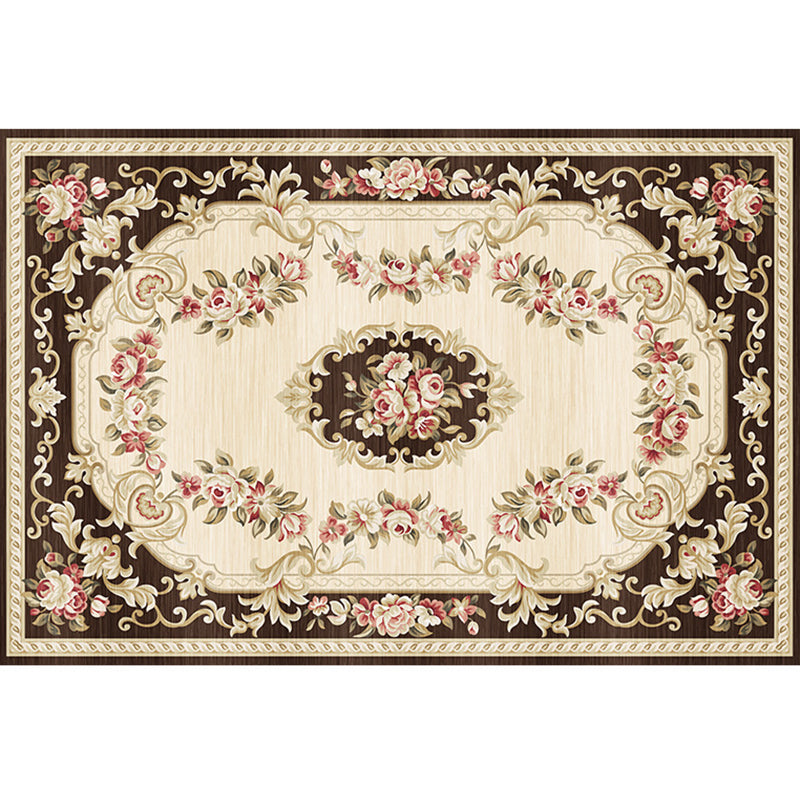 Nostalgia Floral Pattern Rug Polyester Indoor Rug Pet Friendly Area Carpet for Home Decoration