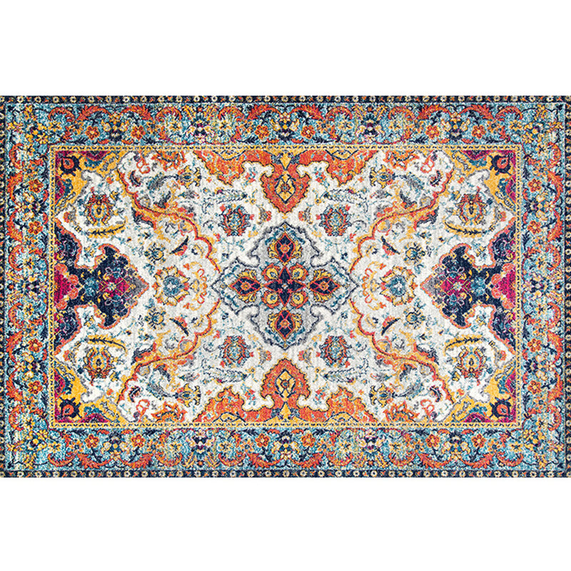 Nostalgia Floral Pattern Rug Polyester Indoor Rug Pet Friendly Area Carpet for Home Decoration