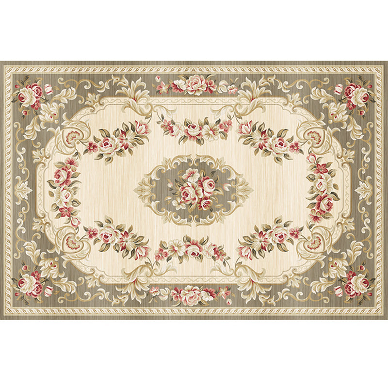 Nostalgia Floral Pattern Rug Polyester Indoor Rug Pet Friendly Area Carpet for Home Decoration
