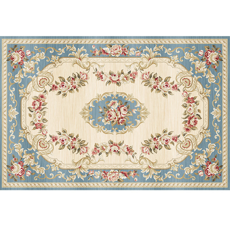 Nostalgia Floral Pattern Rug Polyester Indoor Rug Pet Friendly Area Carpet for Home Decoration