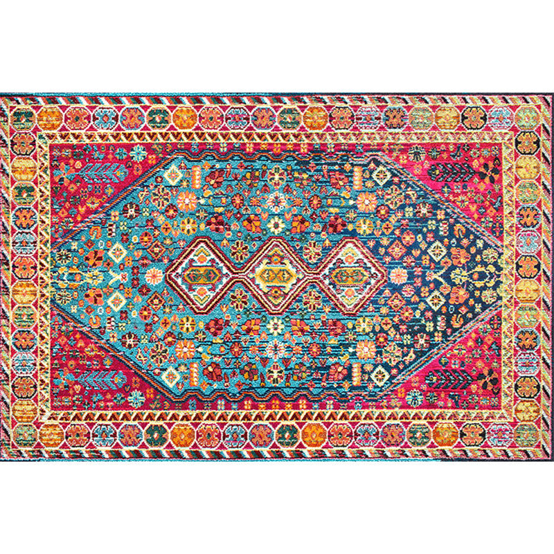 Nostalgia Floral Pattern Rug Polyester Indoor Rug Pet Friendly Area Carpet for Home Decoration