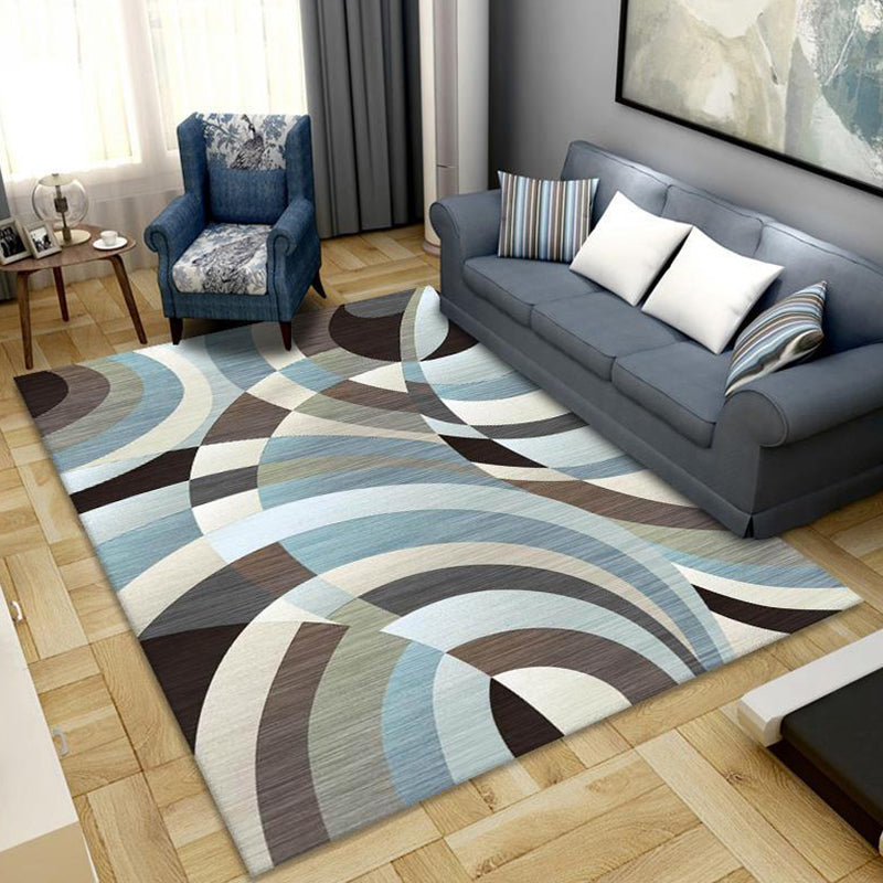 Modern Geometric Carpet Leisure Washable Area Rug Polyster Living Room Carpet with Non-Slip Backing