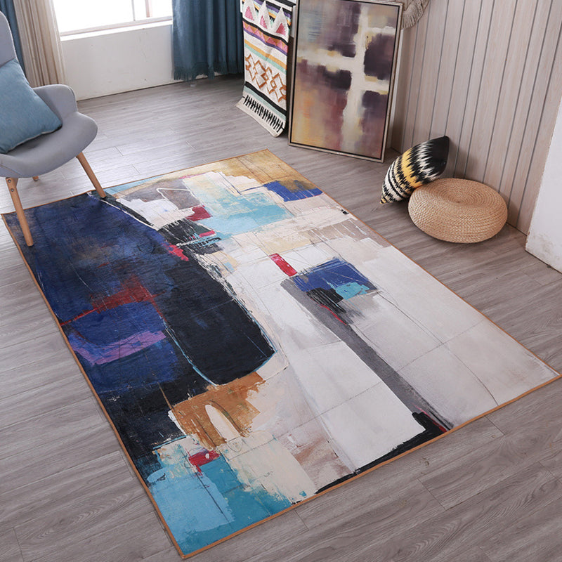 Creative Abstract Pattern Indoor Rug Simple Polyester Rug Washable Anti-Slip Rug for Living Room