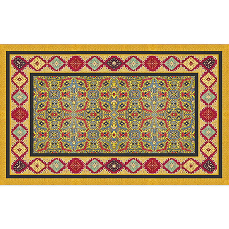Retro Medallion Print Carpet Polyester Area Rug Non-Slip Backing Indoor Carpet for Home Decoration