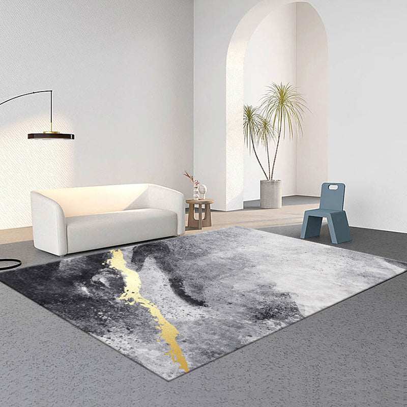 Grey Modern Rug Polyester Graphic Area Rug Non-Slip Backing Indoor Rug for Living Room