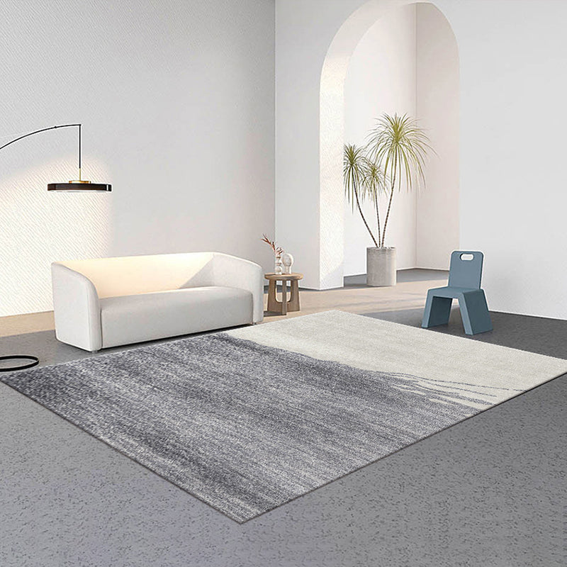 Grey Modern Rug Polyester Graphic Area Rug Non-Slip Backing Indoor Rug for Living Room