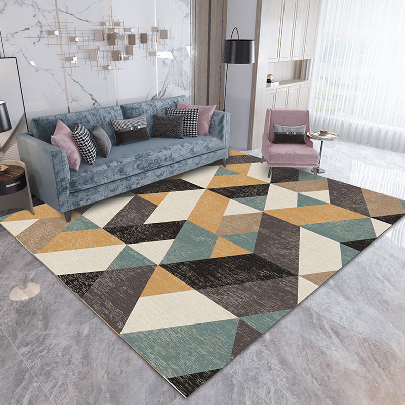 Classic Geometric Carpet Patchwork Modern Area Rug Polyester Anti-Slip Indoor Rug for Living Room