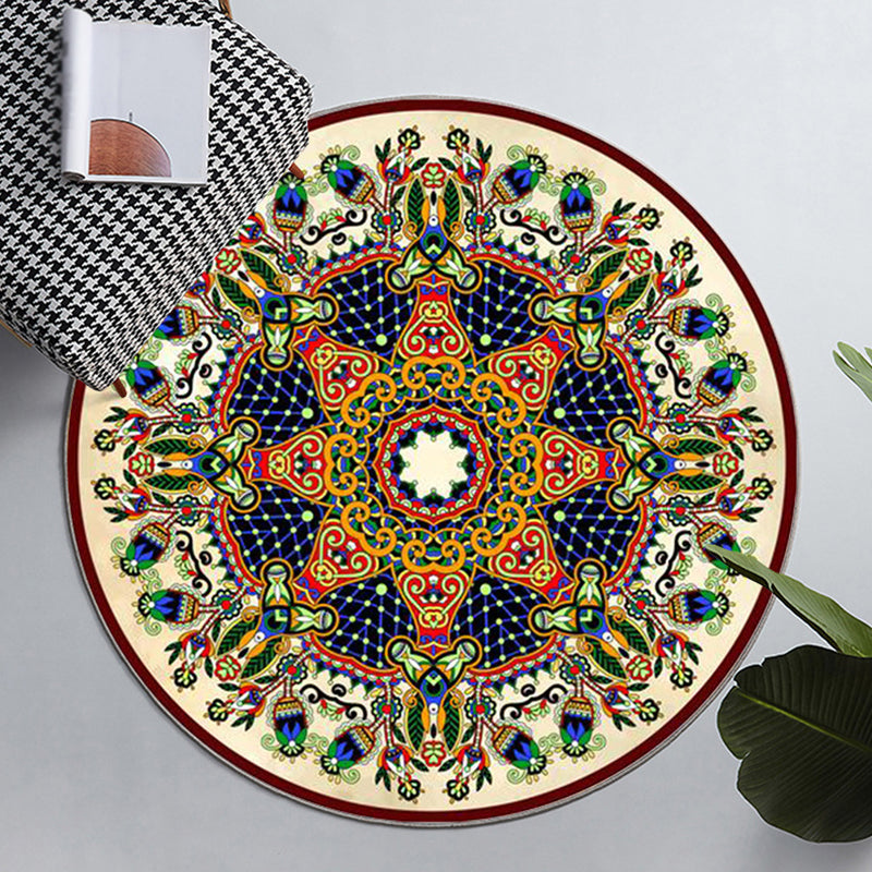 Vintage etnisch patroon Tapijten Polyester Ronde Ronde binnen Tapijt Stain Resistent Area Teken voor woonkamer