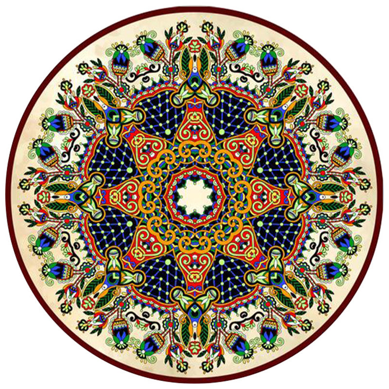 Vintage etnisch patroon Tapijten Polyester Ronde Ronde binnen Tapijt Stain Resistent Area Teken voor woonkamer