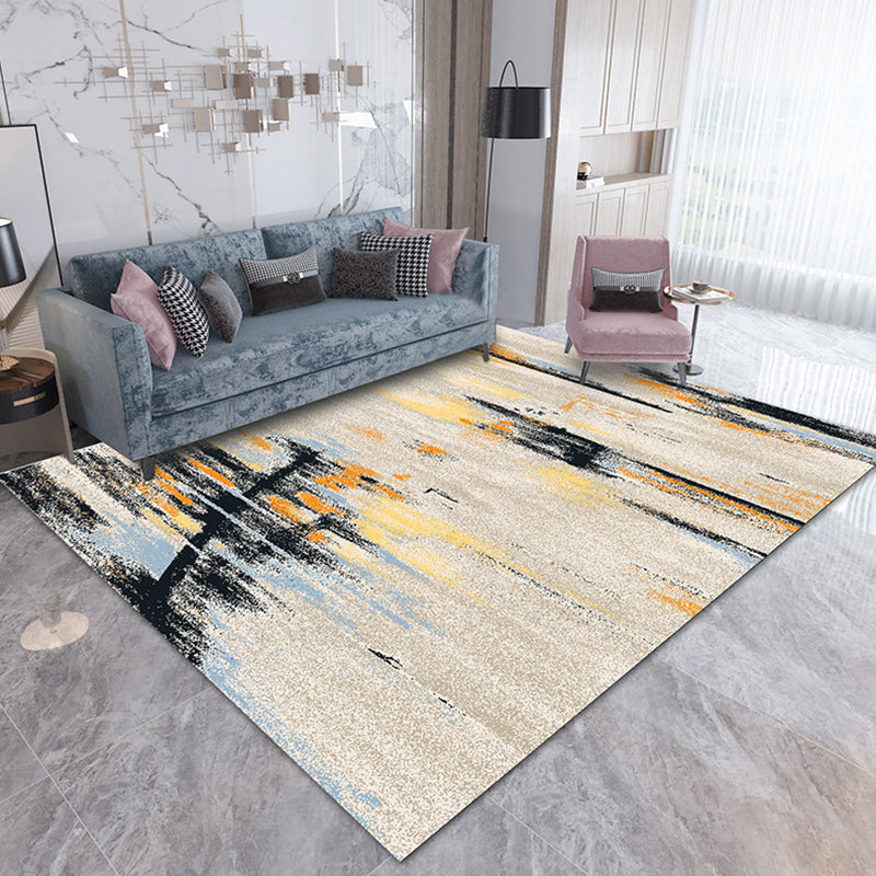 Modern Abstract Print Carpet Bold Washable Carpet Polyster Rug with Non-Slip Backing