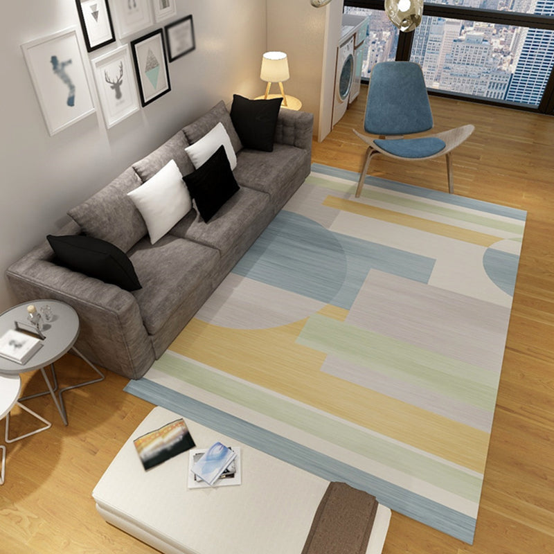 Modern Carpet Patchwork Trendy Polyster Area Rug Anti-Slip Backing Washable Rug for Living Room