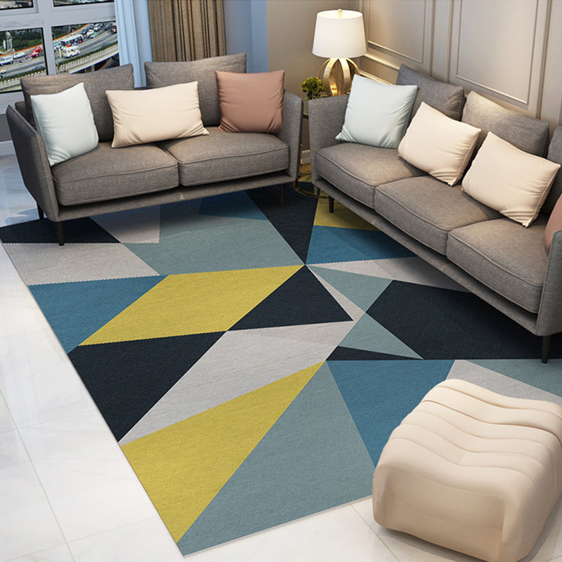 Simplicity Geometric Pattern Rug Classic Carpet Polyester Non-Slip Area Carpet for Home Decor