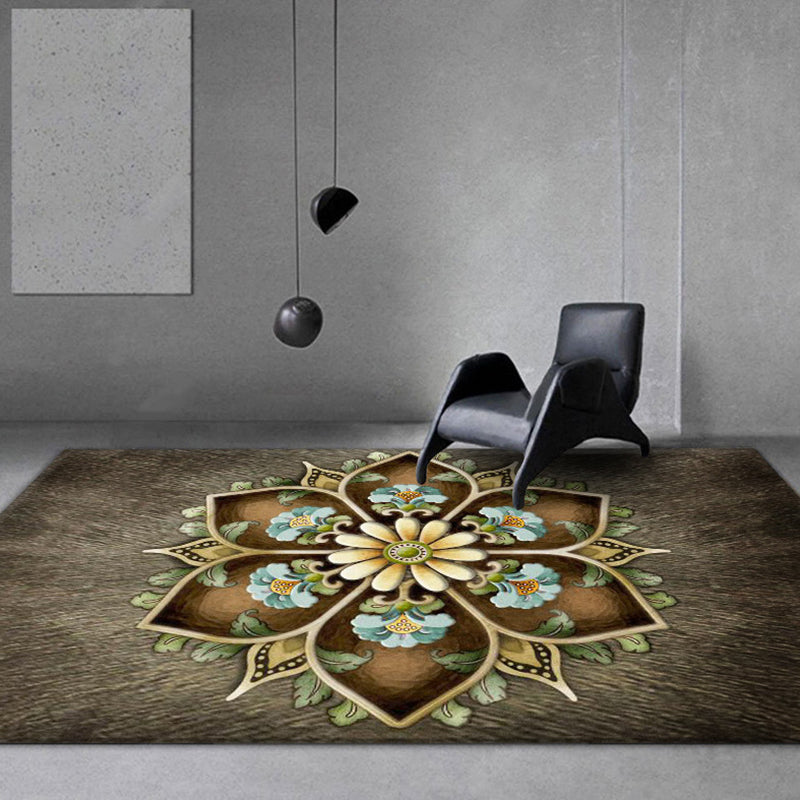 Antique Florentine Tile Carpet Polyester Area Rug Stain Resistant Indoor Carpet for Living Room