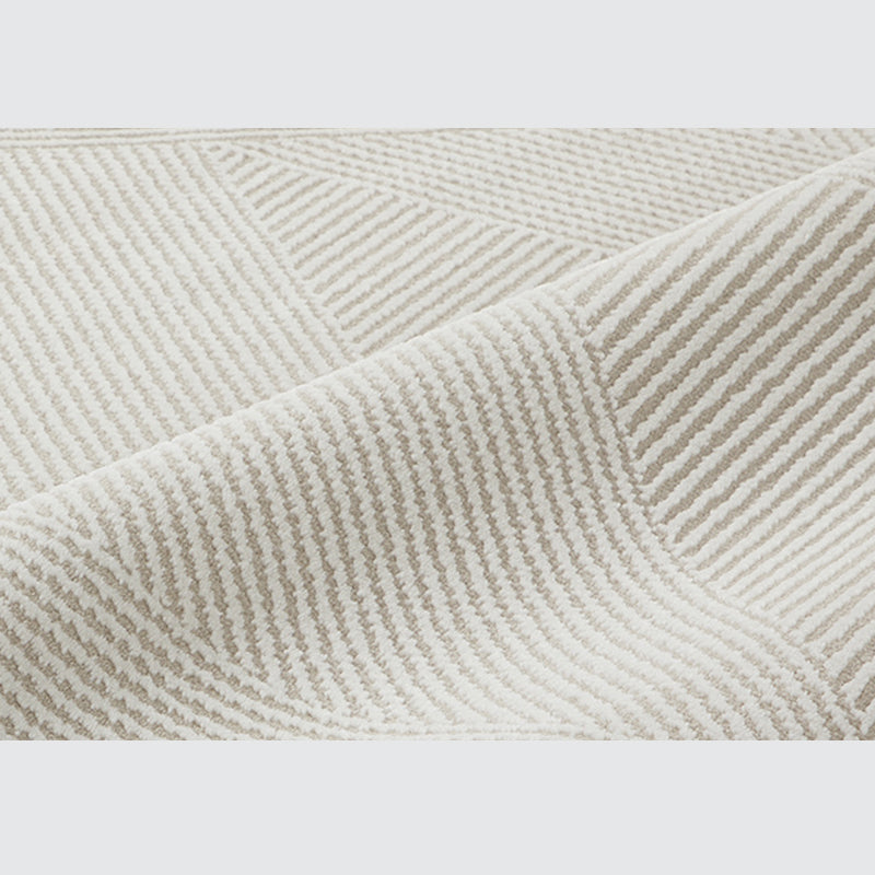 Casual Modern Area Rug Beige Polyester Area Crapet Stripe Pattern Easy Care Rug for Living Room