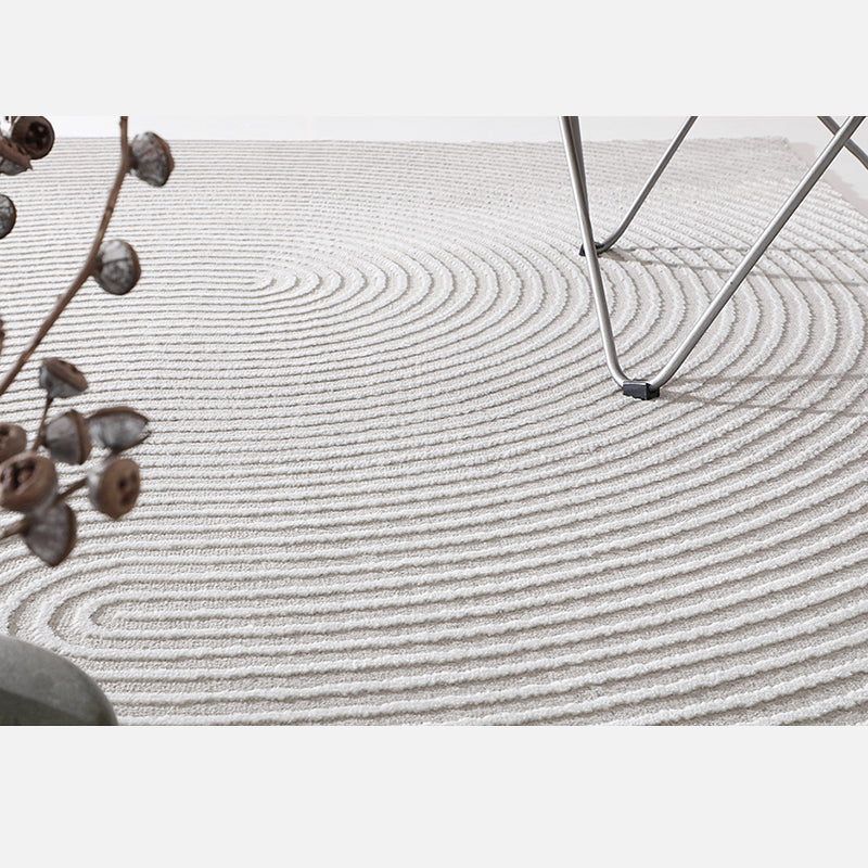 Casual Modern Area Rug Beige Polyester Area Crapet Stripe Pattern Easy Care Rug for Living Room