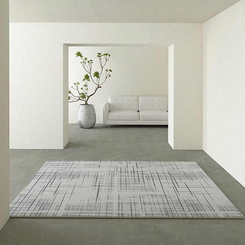 Beige Modern Area Rug Polyester Stripe Pattern Rug Non-Slip Rug for Home Decor