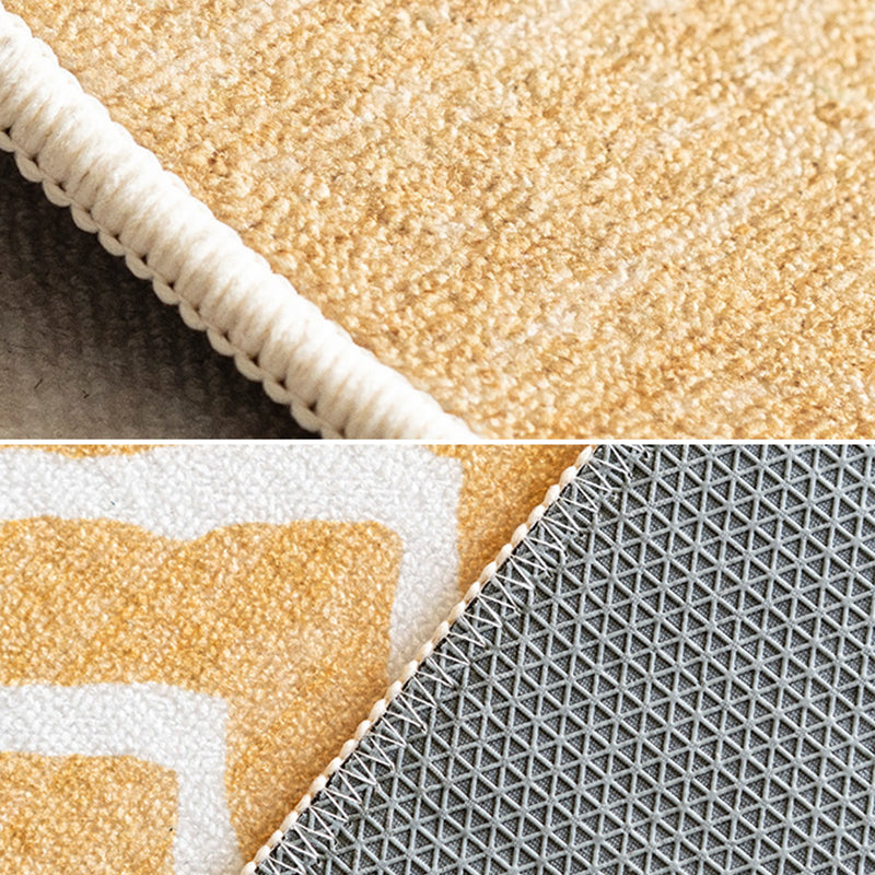 Beige Modern Area Rug Polyester Stripe Pattern Rug Non-Slip Rug for Home Decor