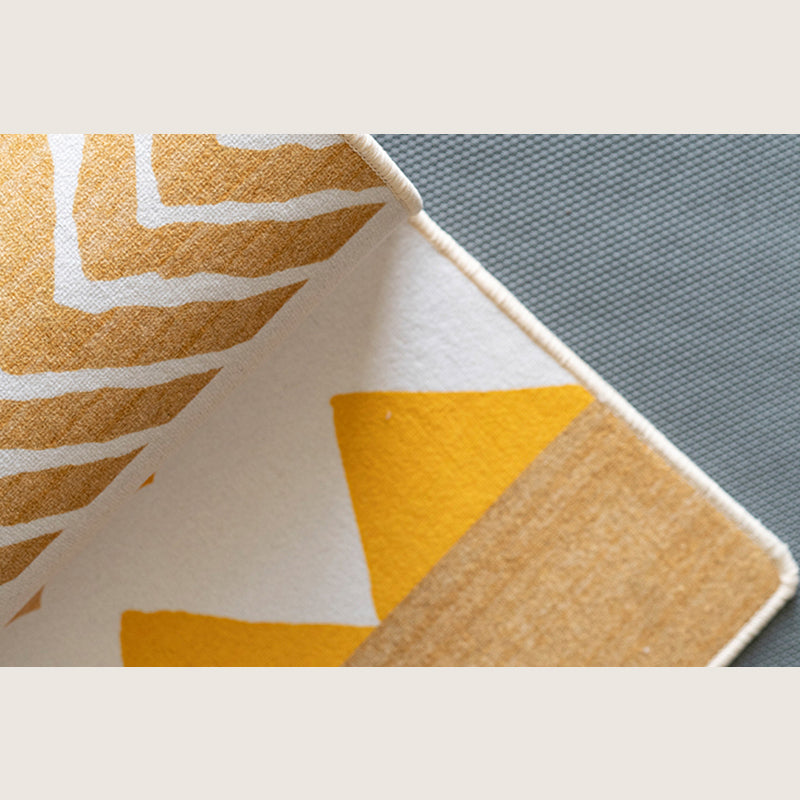 Beige Modern Area Rug Polyester Stripe Pattern Rug Non-Slip Rug for Home Decor