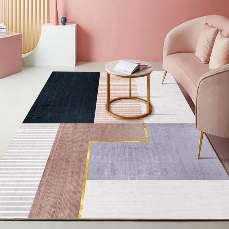 Pink Tone Modern Carpet Polyester Geometric Print Rug Stain Resistant Area Rug for Home
Decoration