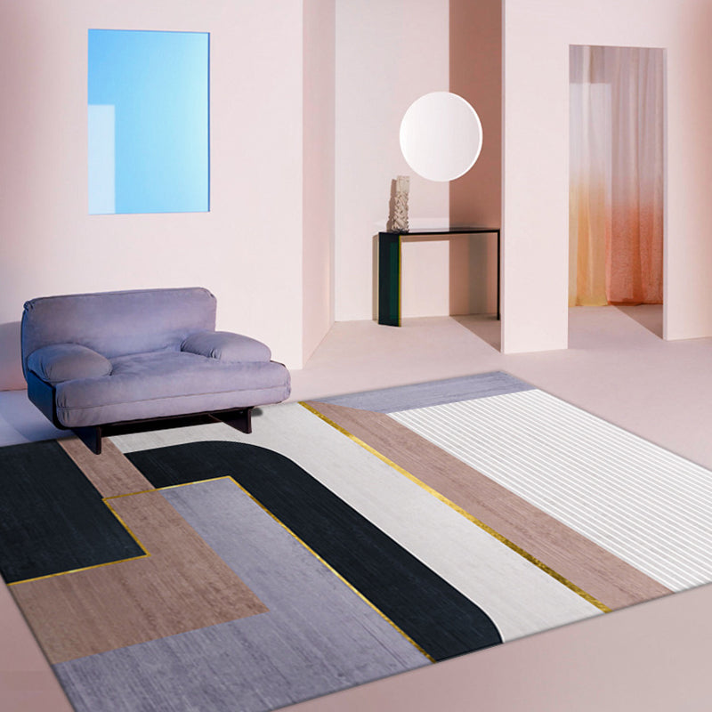 Pink Tone Modern Carpet Polyester Geometric Print Rug Stain Resistant Area Rug for Home
Decoration