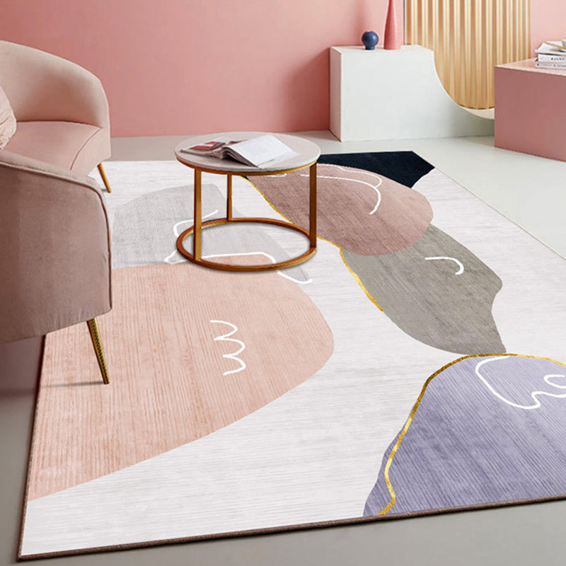 Pink Tone Modern Carpet Polyester Geometric Print Rug Stain Resistant Area Rug for Home
Decoration