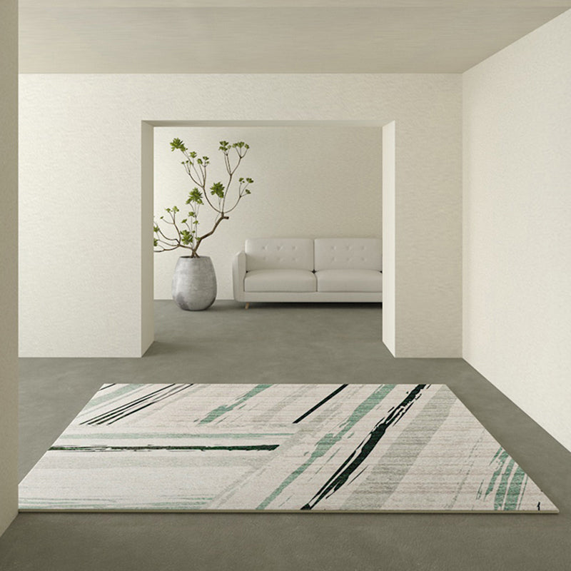Beige Modern Area Carpet Stripe Print Polyester Area Rug Stain Resistant Rug for Home Decor
