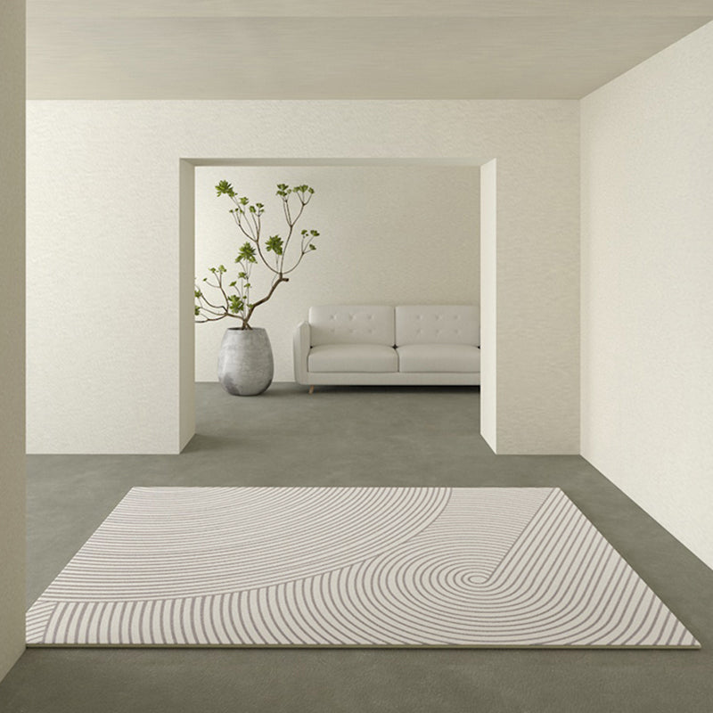 Beige Modern Area Carpet Stripe Print Polyester Area Rug Stain Resistant Rug for Home Decor