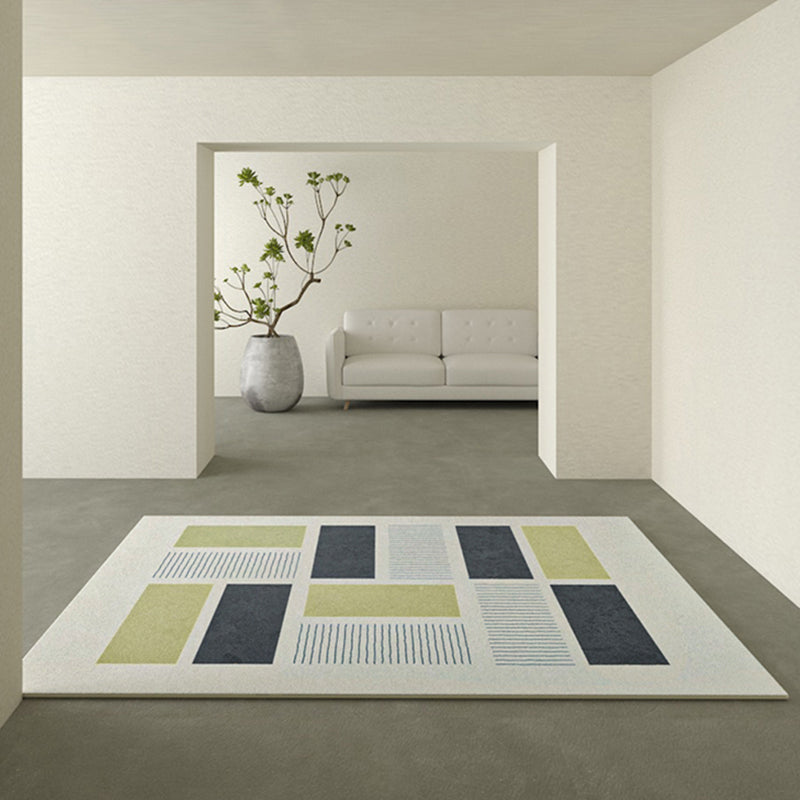 Beige Modern Area Carpet Stripe Print Polyester Area Rug Stain Resistant Rug for Home Decor