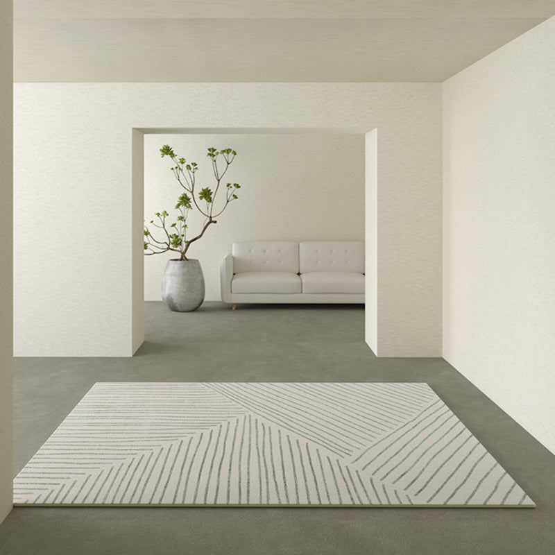 Beige Modern Area Carpet Stripe Print Polyester Area Rug Stain Resistant Rug for Home Decor