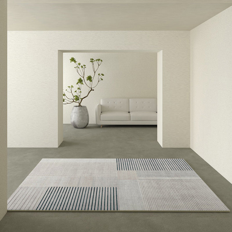 Beige Modern Area Carpet Stripe Print Polyester Area Rug Stain Resistant Rug for Home Decor