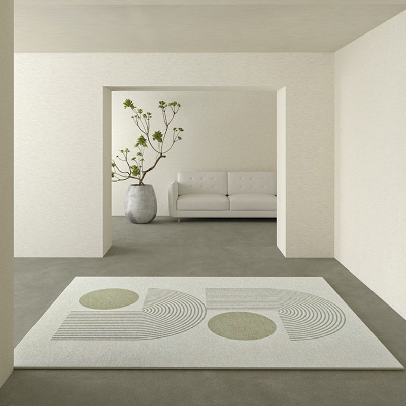 Beige Modern Area Carpet Stripe Print Polyester Area Rug Stain Resistant Rug for Home Decor