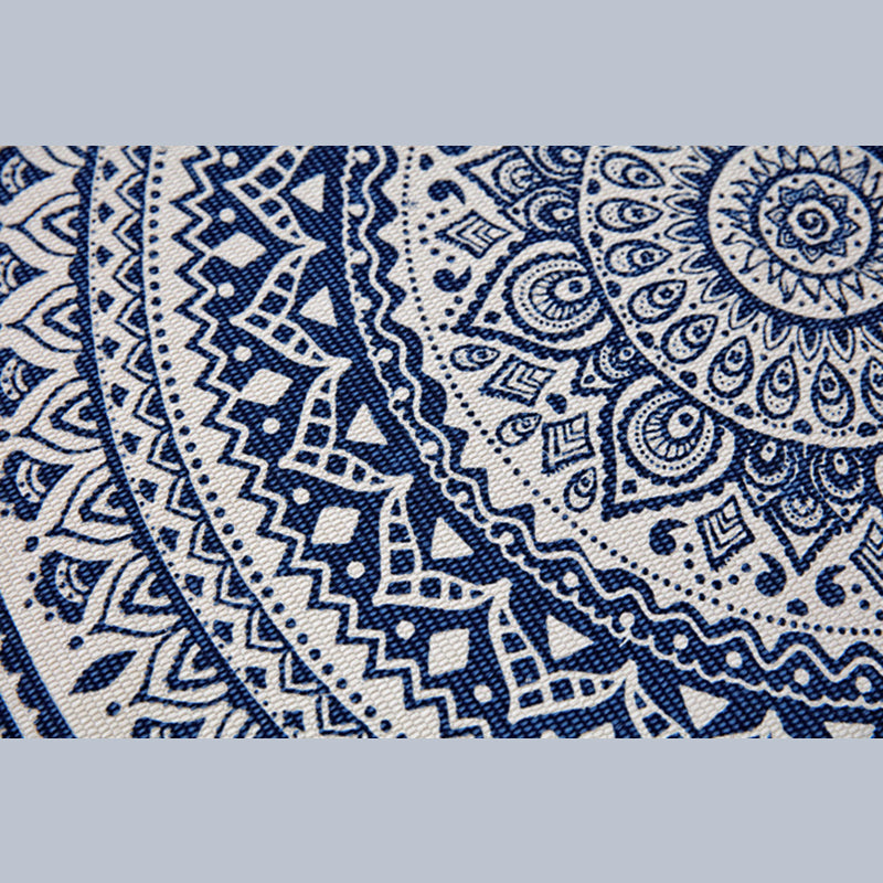 Bohemian Round Carpet Americana Pattern Indoor Rug Cotton Blend Fringe Area Rug for Home Decor