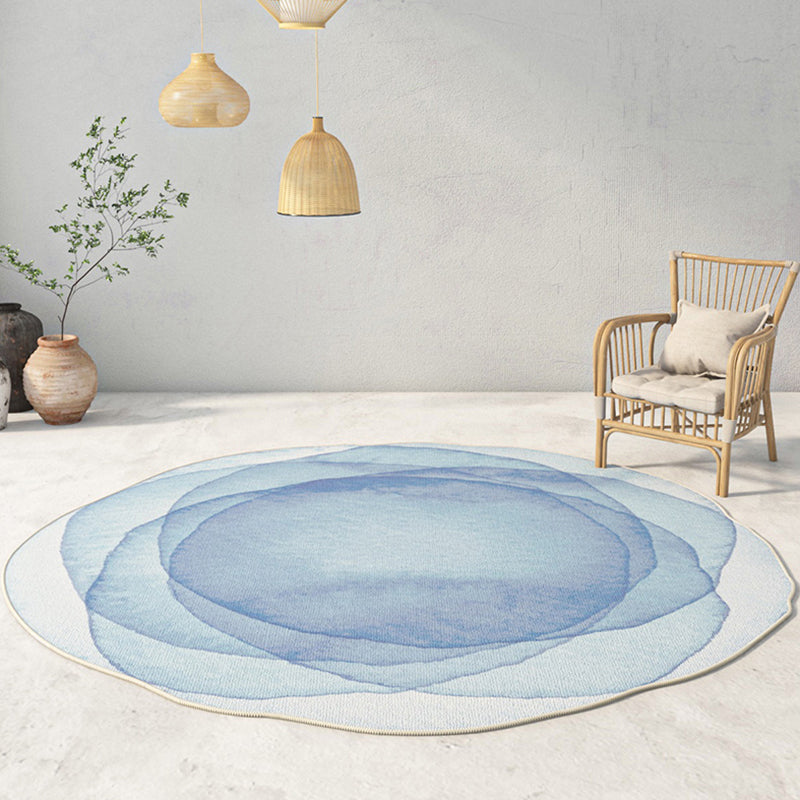 Blue Solid Color Carpet Polyester Modern Indoor Carpet Washable Area Carpet for Living Room