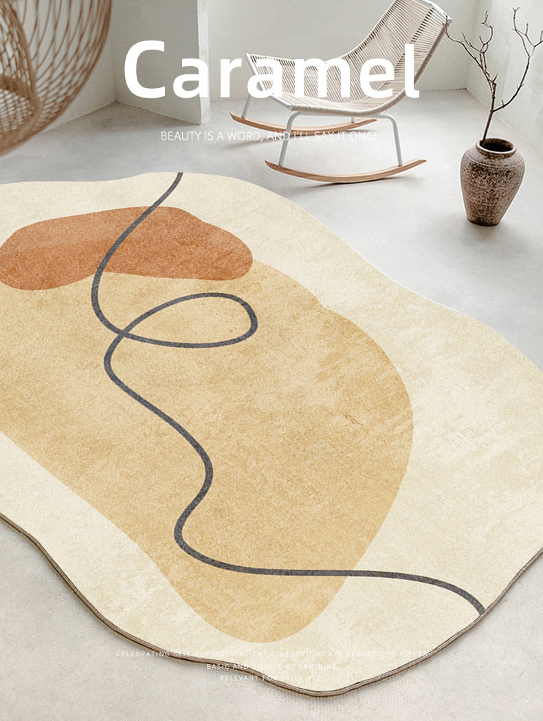 Orange Casual Rug Polyester Abstract Area Rug Non-Split Carpet for Living Room