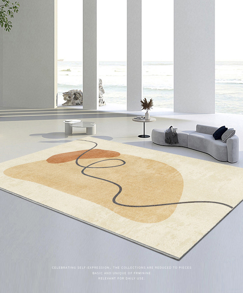 Orange Casual Rug Polyester Abstract Area Rug Non-Split Carpet for Living Room