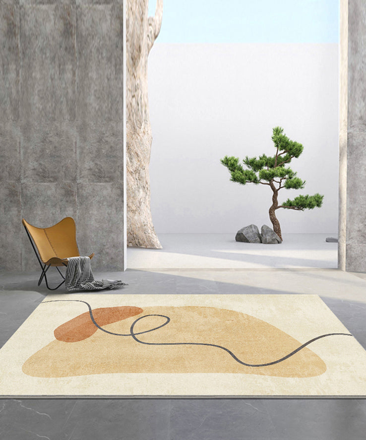 Orange Casual Rug Polyester Abstract Area Rug Non-Split Carpet for Living Room
