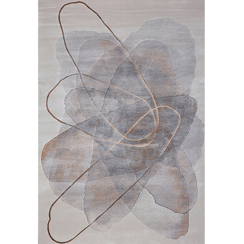 Grey Line Pattern Area Carpet Polyester Modern Area Rug Stain Resistant Rug for Home Decor