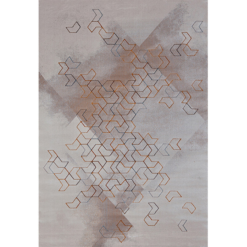 Grey Line Pattern Area Carpet Polyester Modern Area Rug Stain Resistant Rug for Home Decor