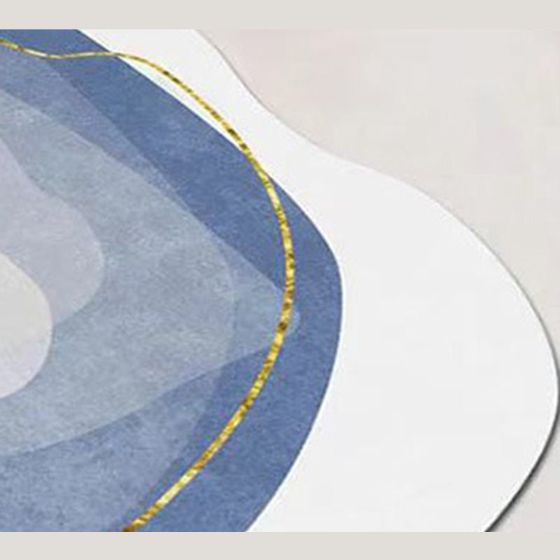 Salle de salon moderne Tapis Blue Polyester Area Color Bloc Tapis sans glissement